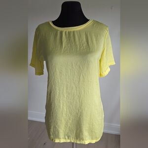 Zara Relaxed Fit Yellow Short Sleeve Plain T-Shirt S